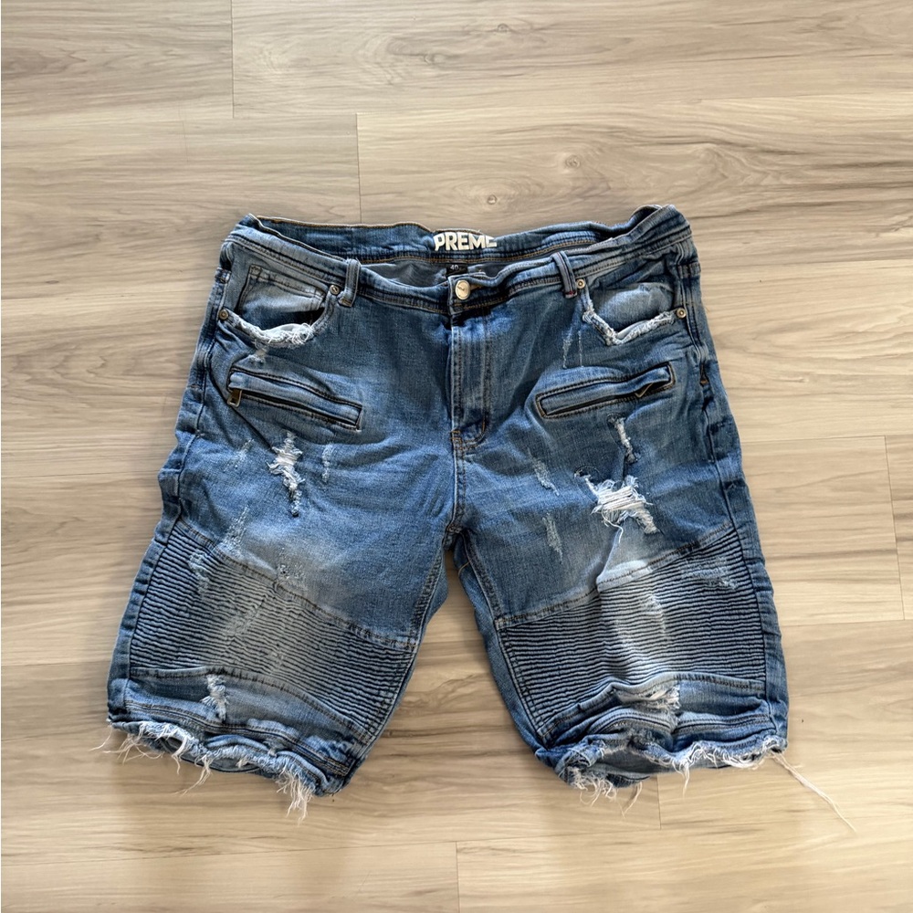 Preme Distressed Blue Denim Men's Shorts